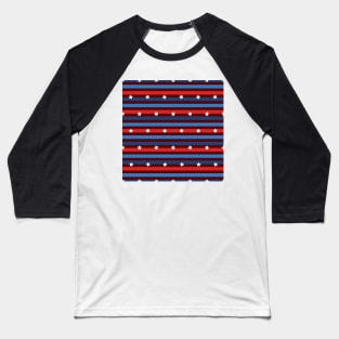 Red Blue Stripes Pattern, American Flag Color Baseball T-Shirt